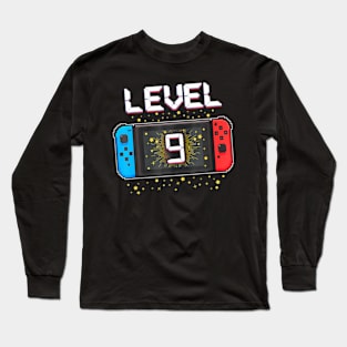 9th Birthday Level 9 9 Year Old Video Long Sleeve T-Shirt